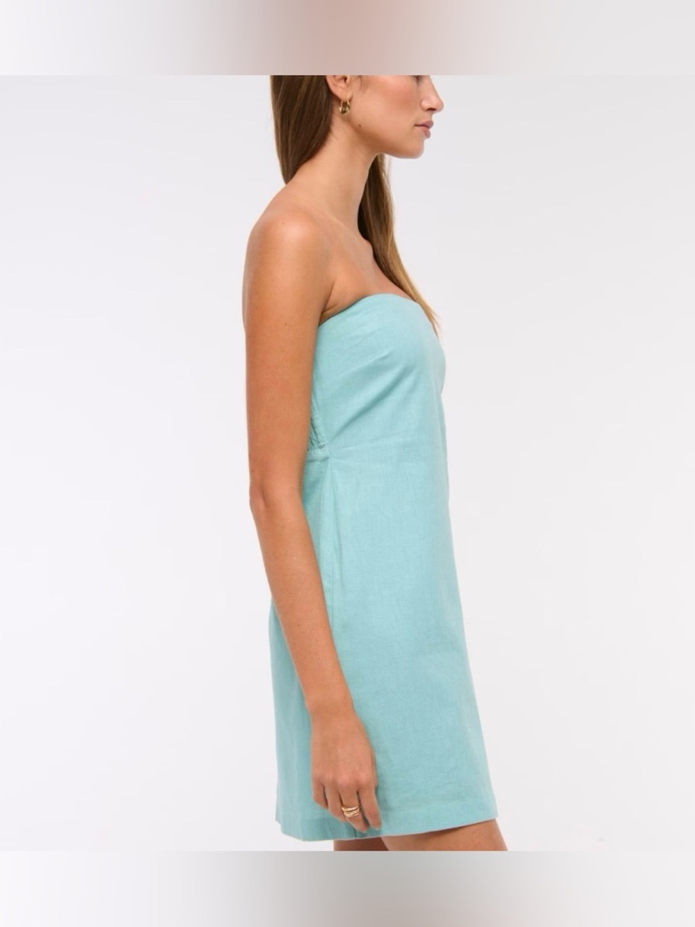 Abercrombie & Fitch Strapless Linen Blend Teal Blue Romper Size Medium - Picture 3 of 9
